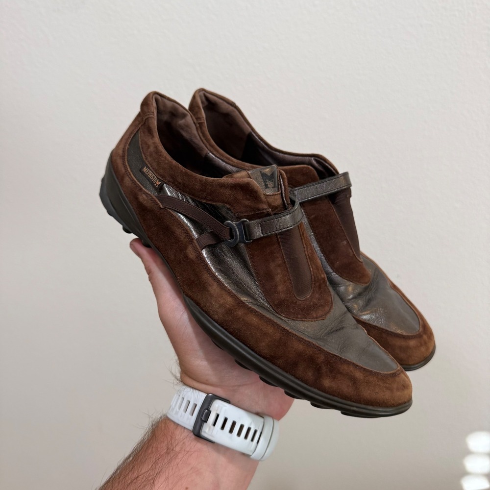 Mephisto Womens Brown Suede Metallic Leather Loafers Walking Shoes 8.5 01 5172